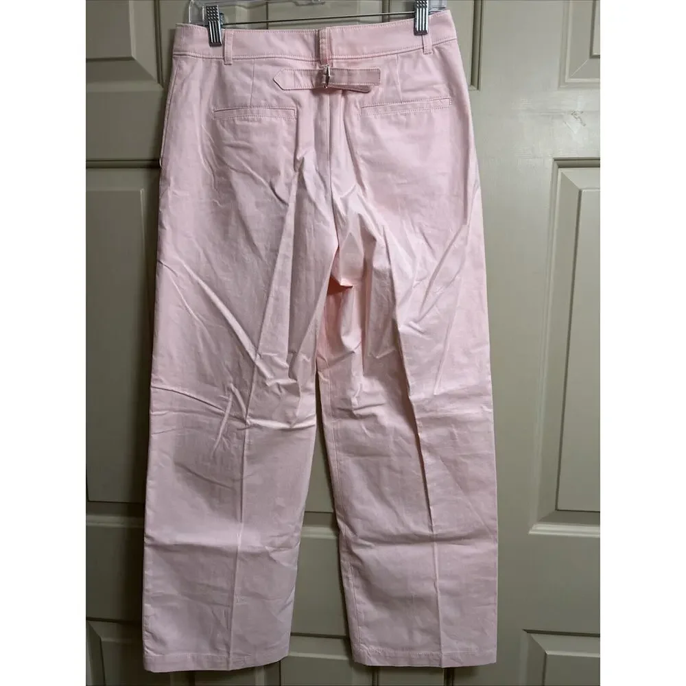 NWT J. Crew Full Length Wide Leg Trouser in Cotton Blend Pink 6P - Picture 6 of 7